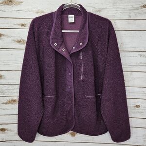 Pink Victoria's Secret Sherpa Snap Button Jacket Size Large 